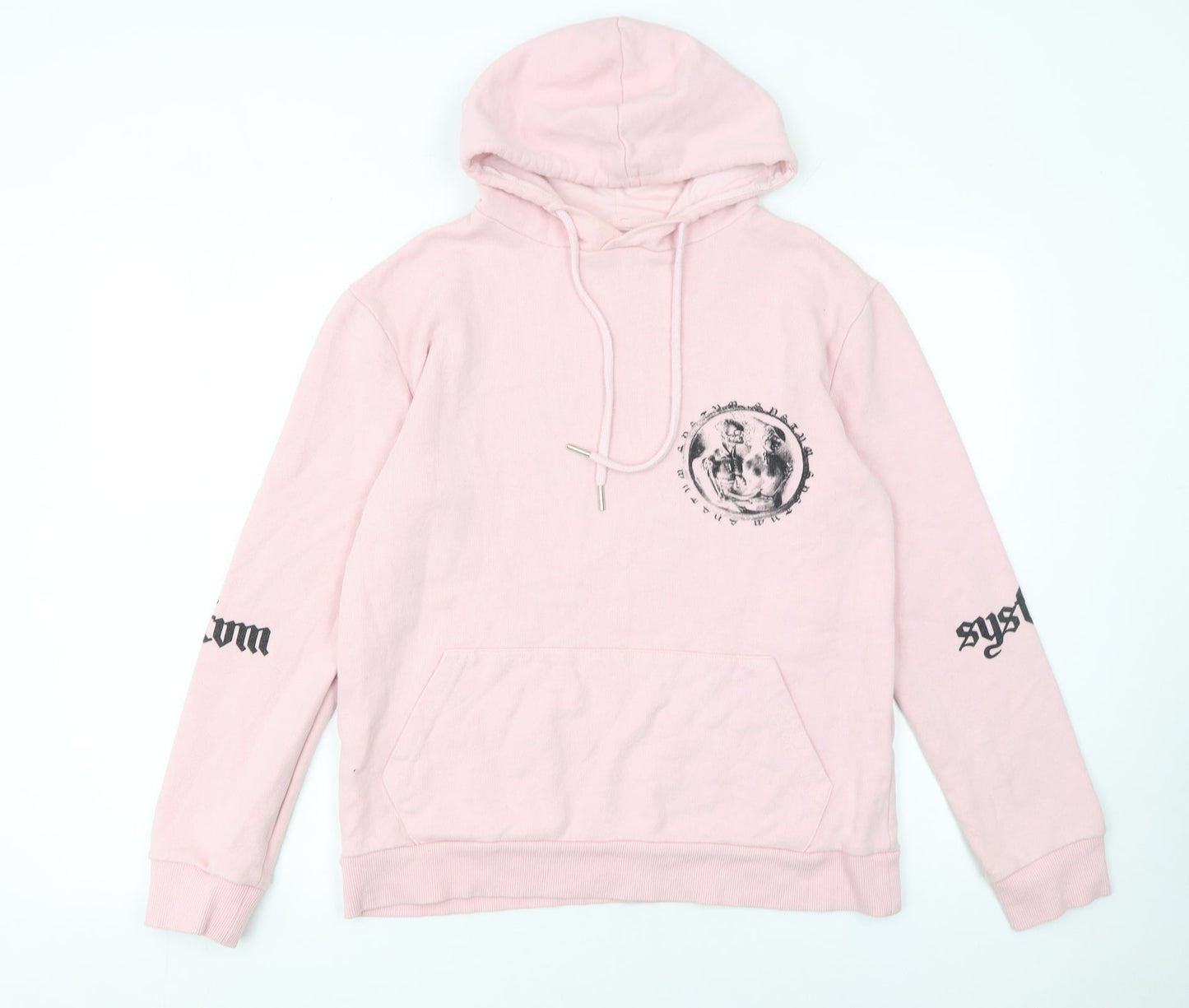 SYSTVM Womens Pink Graphic Pullover Hoodie Size S Cotton Blend