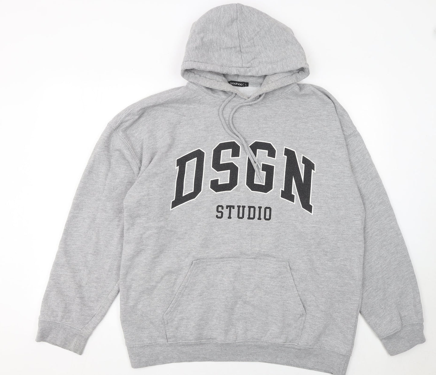 Boohoo Women Grey DSGN Studio Pullover Hoodie Large Casual Cotton Blend
