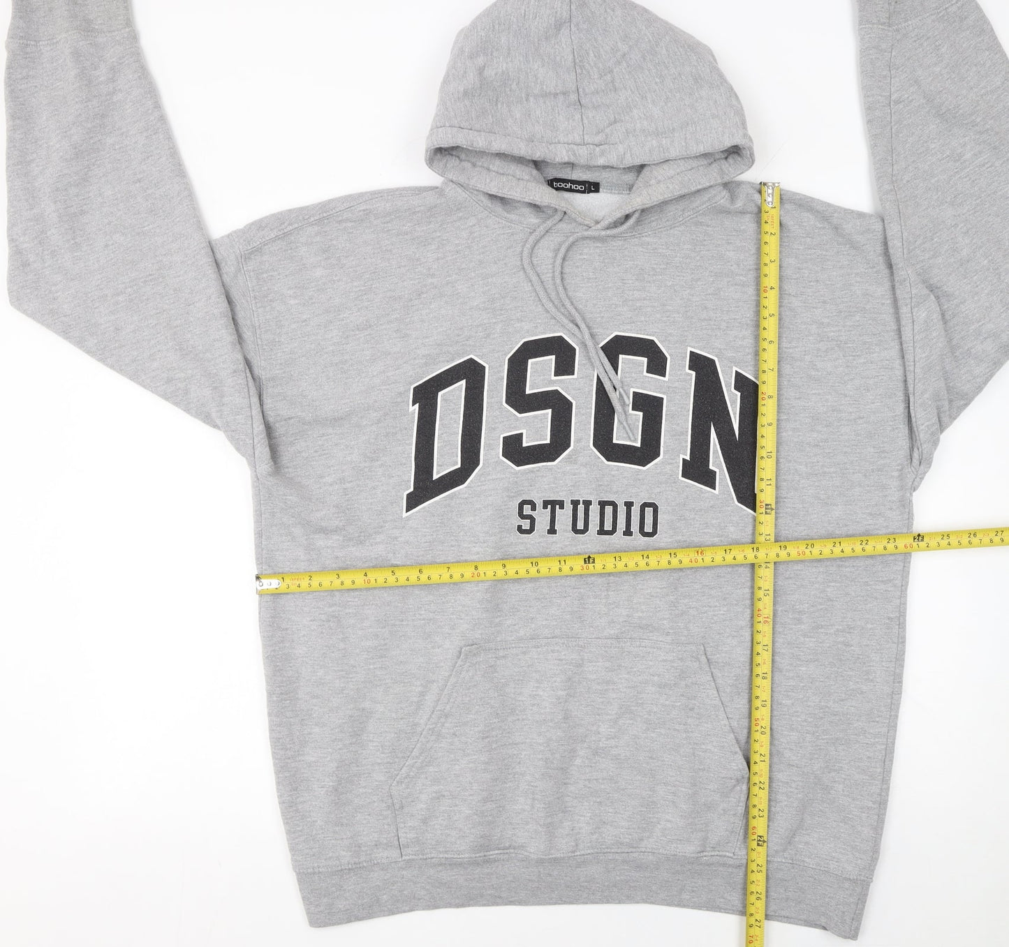 Boohoo Women Grey DSGN Studio Pullover Hoodie Large Casual Cotton Blend