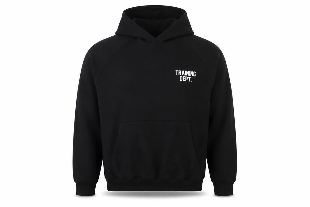 MAN Active Men's Black Pullover Hoodie M Training Dept Logo Fleece