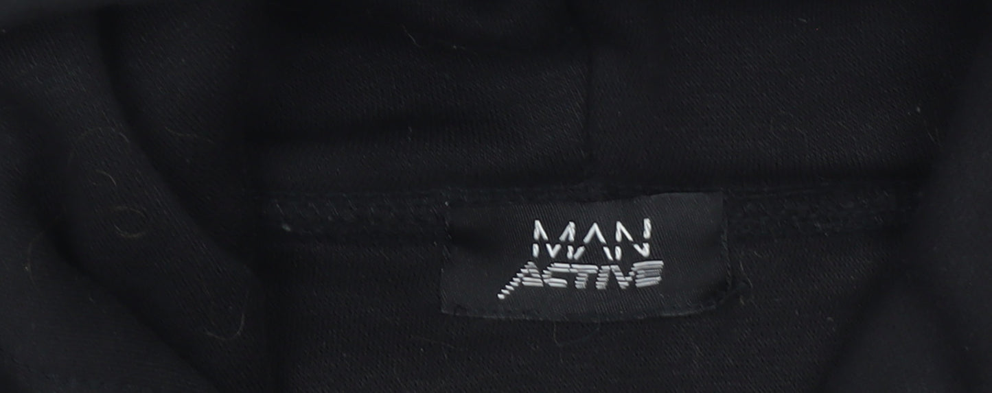 MAN Active Men's Black Pullover Hoodie M Training Dept Logo Fleece