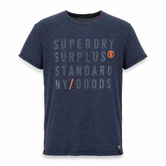 Superdry Men's Blue Graphic Print Crew Neck Cotton T-Shirt XL