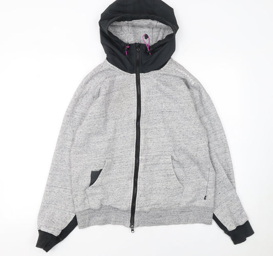 Converse Womens Grey Full Zip Hoodie Size 10 Cotton Blend Casual