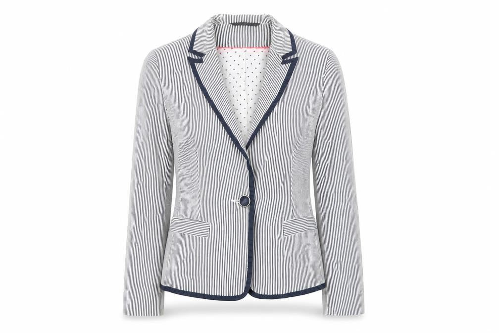 Dunnes Women Blue Pinstripe Single-Breasted Blazer Size 12