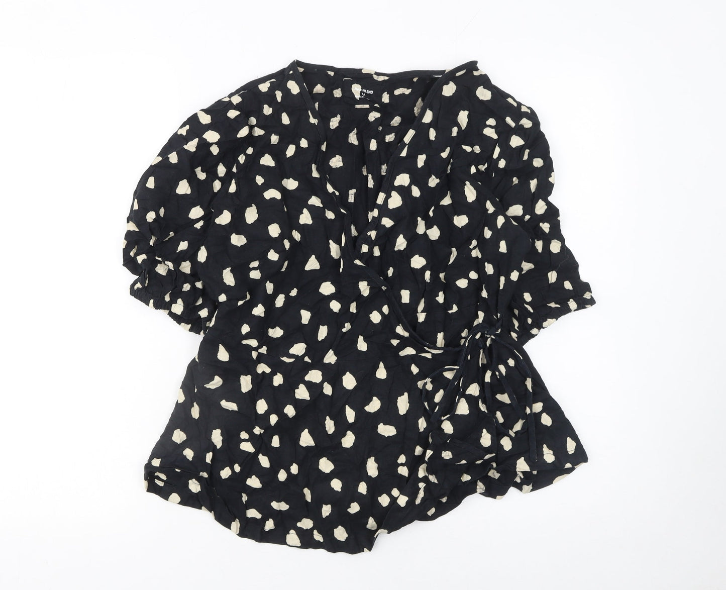 Marks and Spencer Womens Black Animal Print Wrap Blouse Size 12