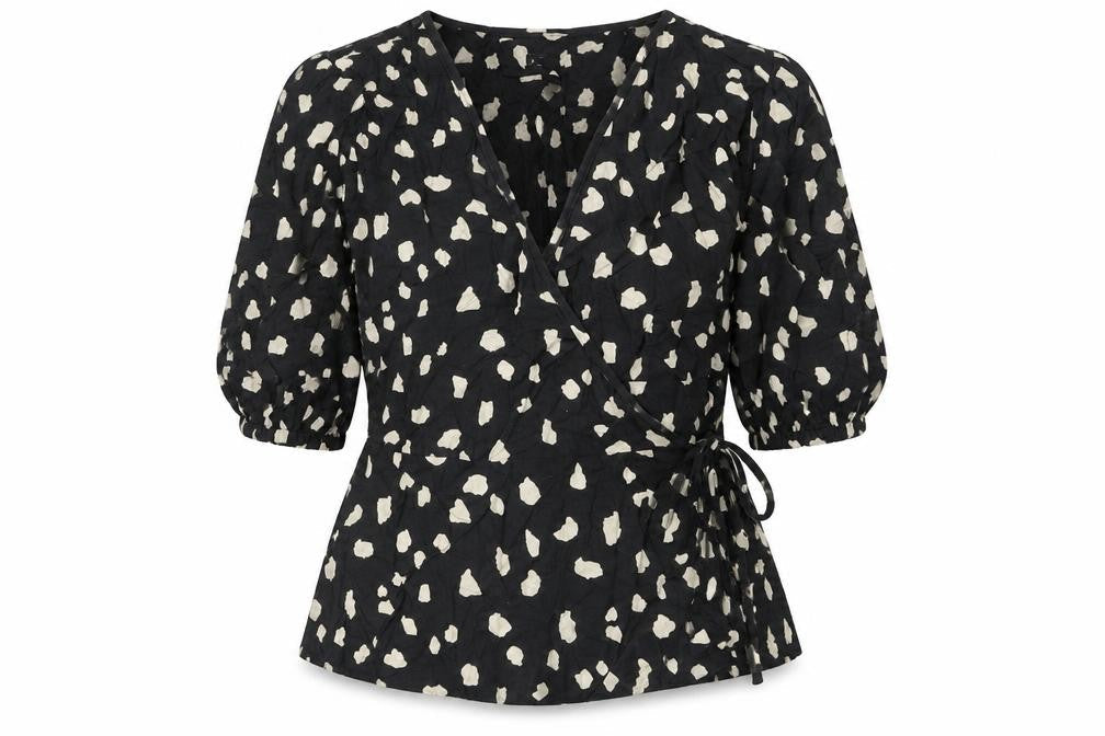 Marks and Spencer Womens Black Animal Print Wrap Blouse Size 12