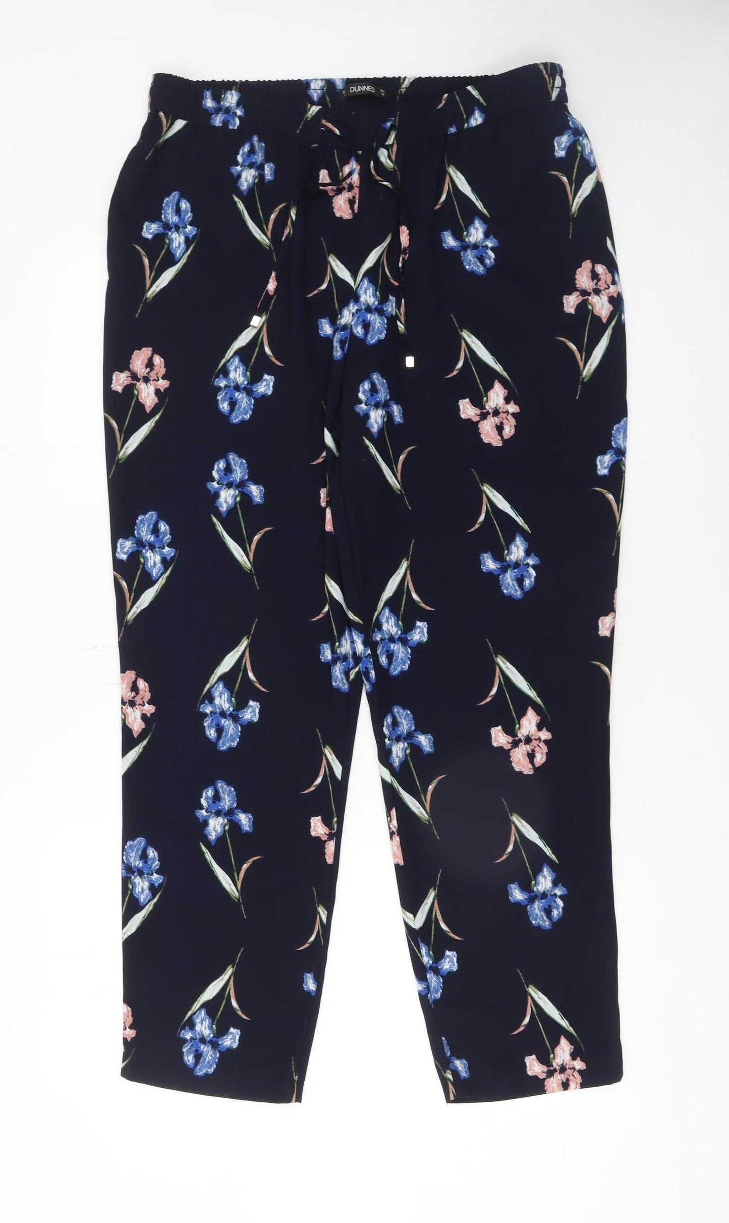 Dunnes Stores Womens Navy Floral Cropped Trousers Size 14