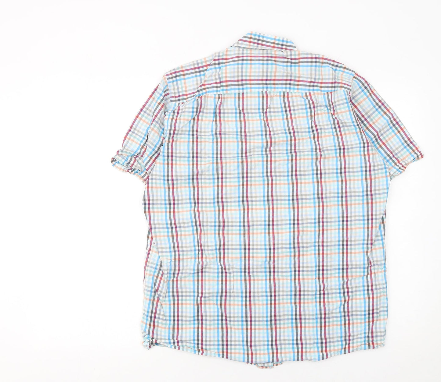 Casa Moda Men's Multicoloured Check Short Sleeve Button-Up Shirt M