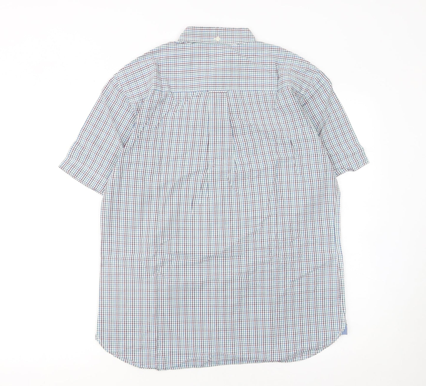 Marks and Spencer Men's Multicoloured Check Short Sleeve Cotton Shirt S