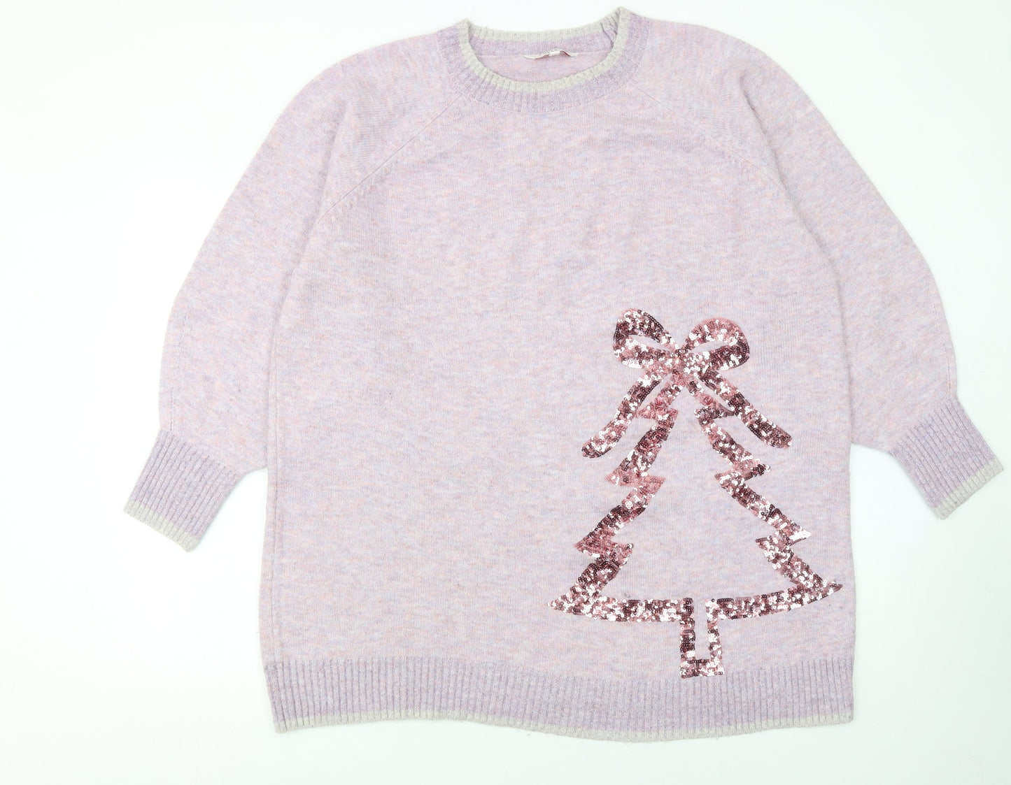 Next Women Pink Sequin Christmas Tree XL Pullover Jumper