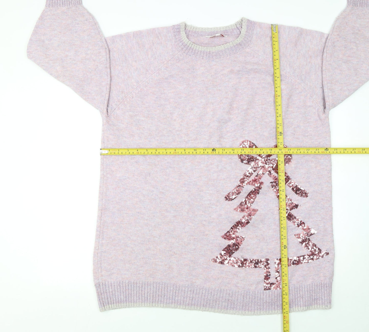 Next Women Pink Sequin Christmas Tree XL Pullover Jumper