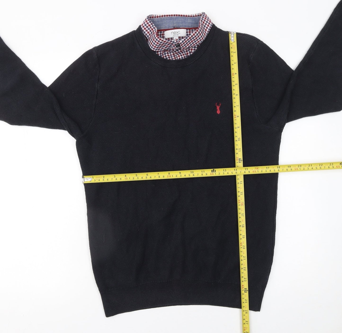 Next Men’s Black Cotton Crew Neck Pullover Jumper M