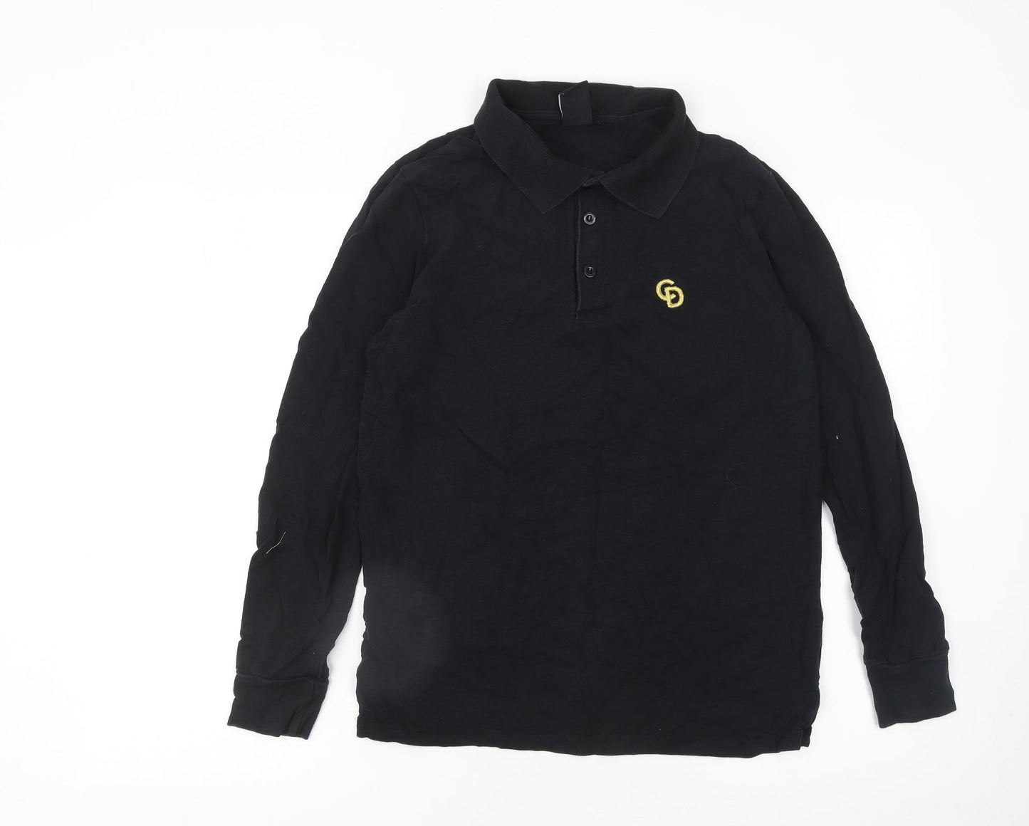 Criminal Damage x Topman Men's Black Long Sleeve Polo Shirt Size S