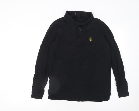 Criminal Damage x Topman Men's Black Long Sleeve Polo Shirt Size S