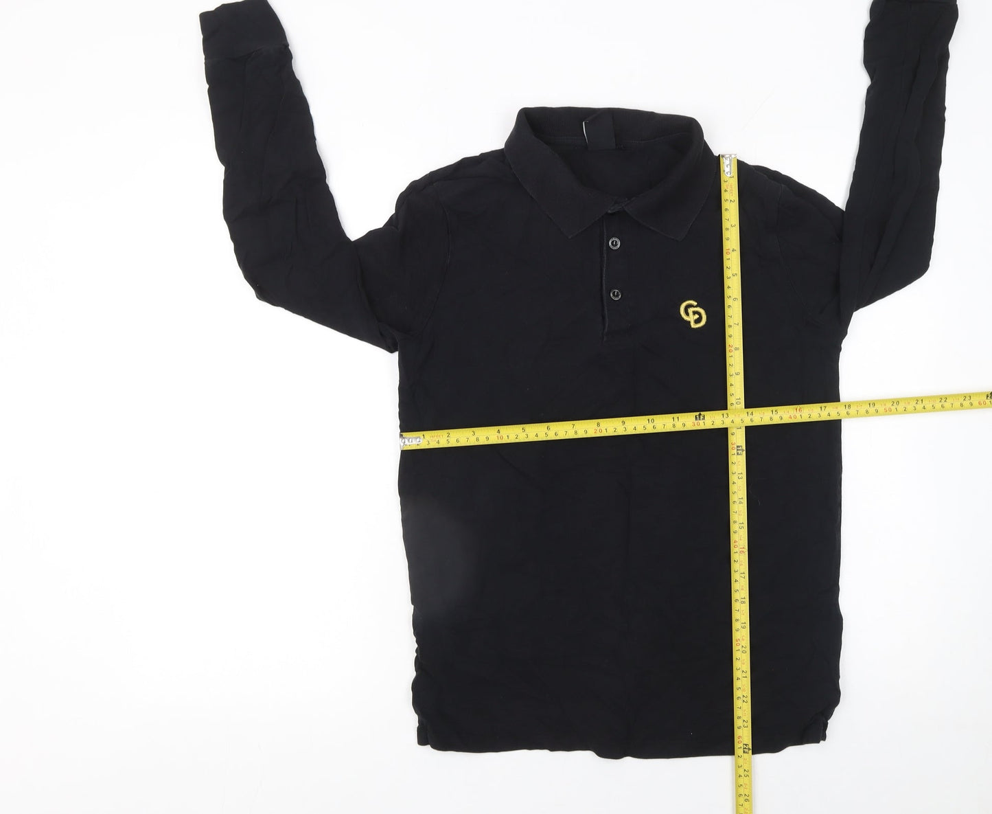 Criminal Damage x Topman Men's Black Long Sleeve Polo Shirt Size S