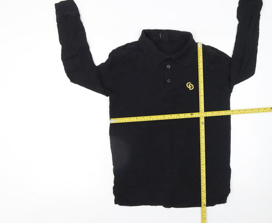 Criminal Damage x Topman Men's Black Long Sleeve Polo Shirt Size S
