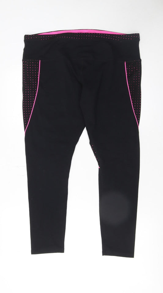 Workout Women Black Pink Large Leggings Nylon Stretch Activewear