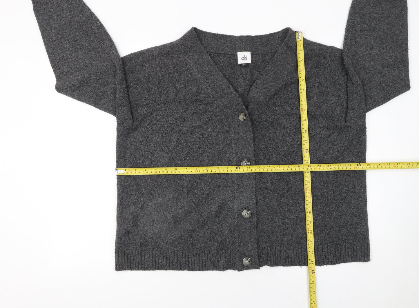 Cabi Womens Grey V-Neck Button Cardigan Jumper Size S