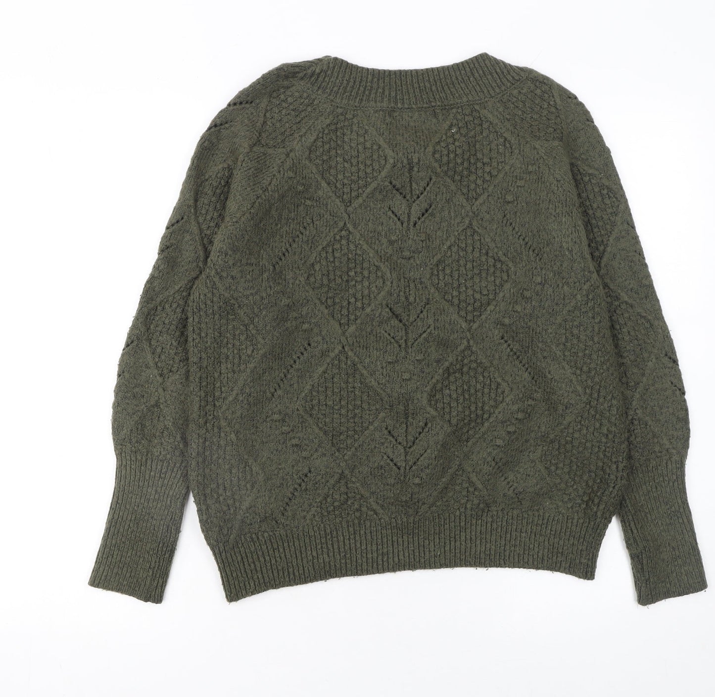 Marks and Spencer Women's Green Cable-Knit Jumper Size M