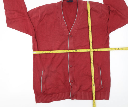 Gap Men's Red Cotton V-Neck Button Cardigan XL