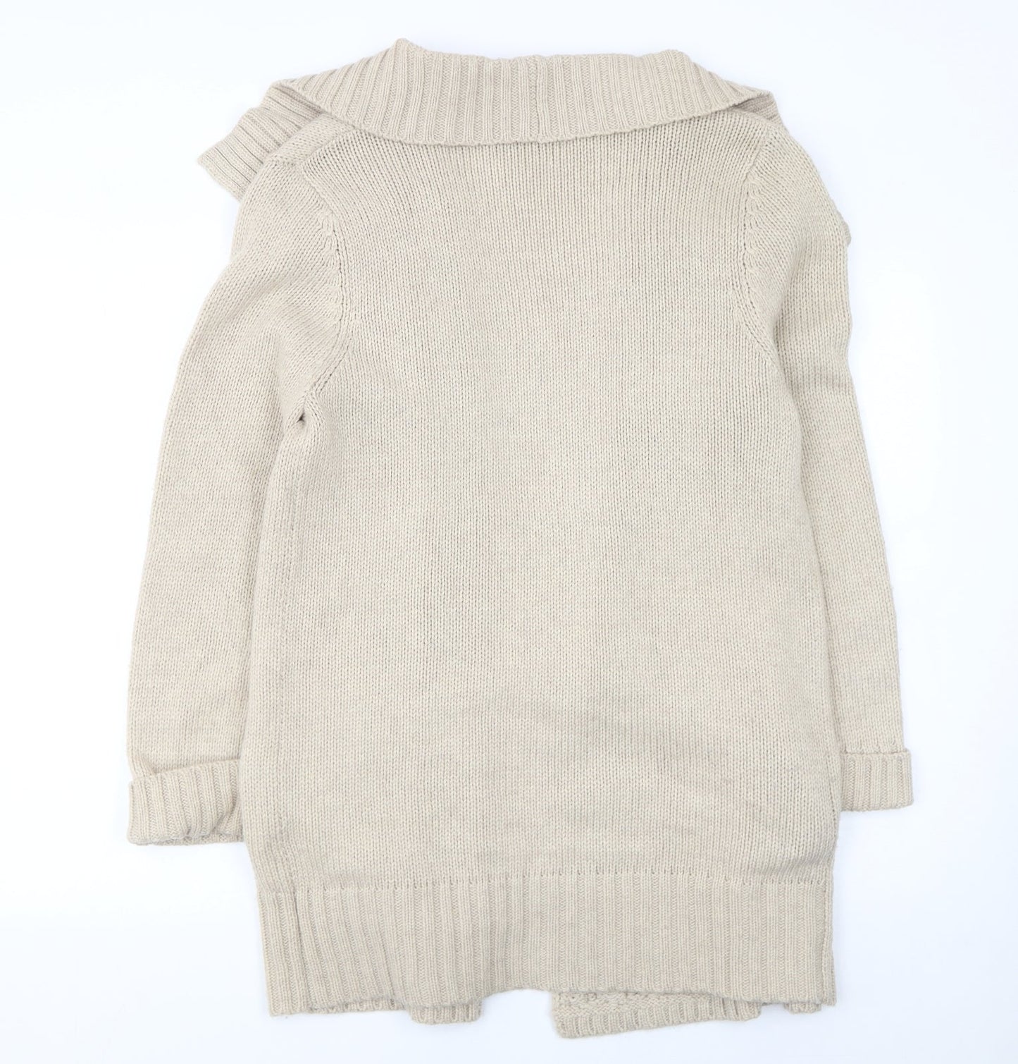 Joules Women’s Beige Collared Cable-Knit Cardigan Size M