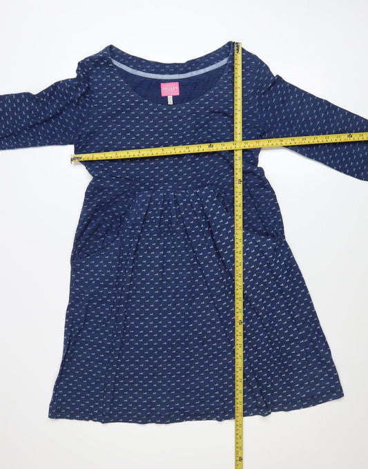 Joules Womens Blue Cotton Animal Print Fit & Flare Dress Size 10