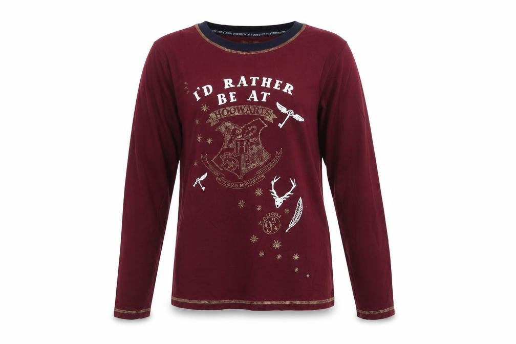 Harry Potter Womens Red XS Long Sleeve T-Shirt Nightshirt Hogwarts