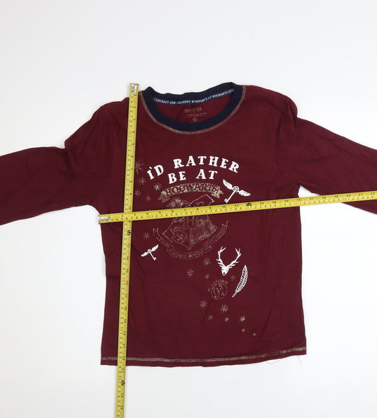 Harry Potter Womens Red XS Long Sleeve T-Shirt Nightshirt Hogwarts