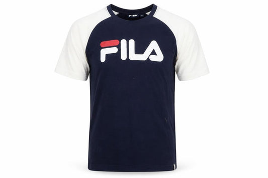 Fila Mens Blue White Crew Neck Short Sleeve Logo T-Shirt Size M