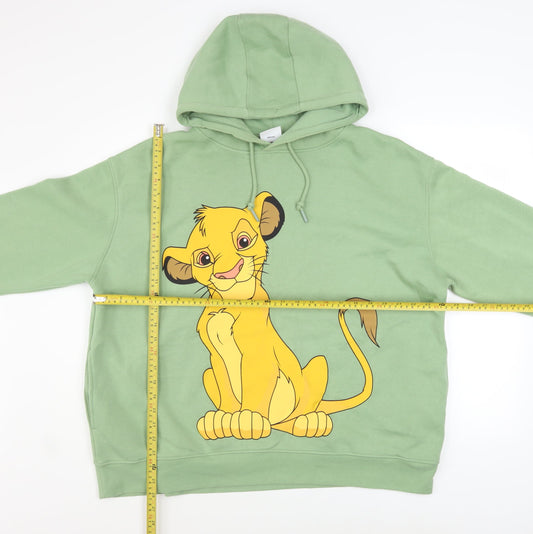 Disney Womens Green XL Pullover Hoodie Simba Graphic Print
