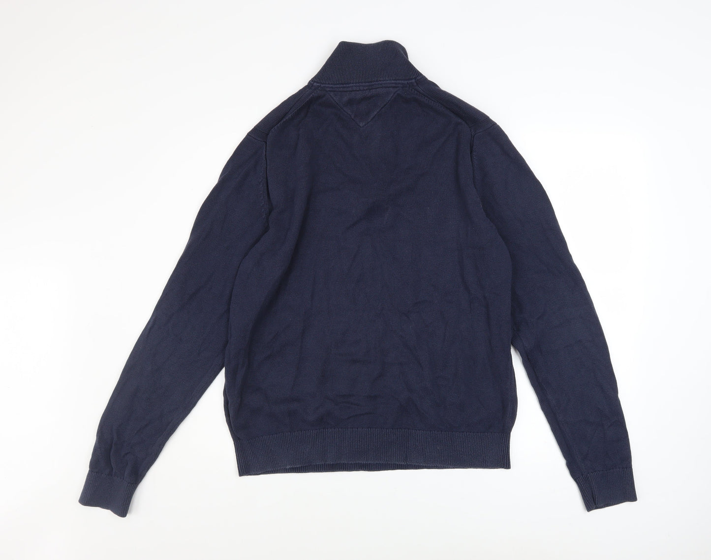 Tommy Hilfiger Men’s Blue XL 1/2 Zip High Neck Cotton Jumper