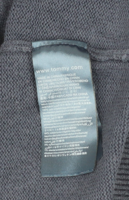 Tommy Hilfiger Men’s Blue XL 1/2 Zip High Neck Cotton Jumper