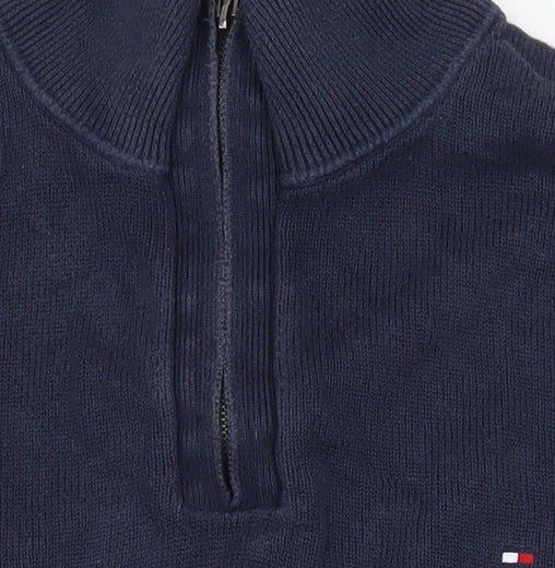 Tommy Hilfiger Men’s Blue XL 1/2 Zip High Neck Cotton Jumper