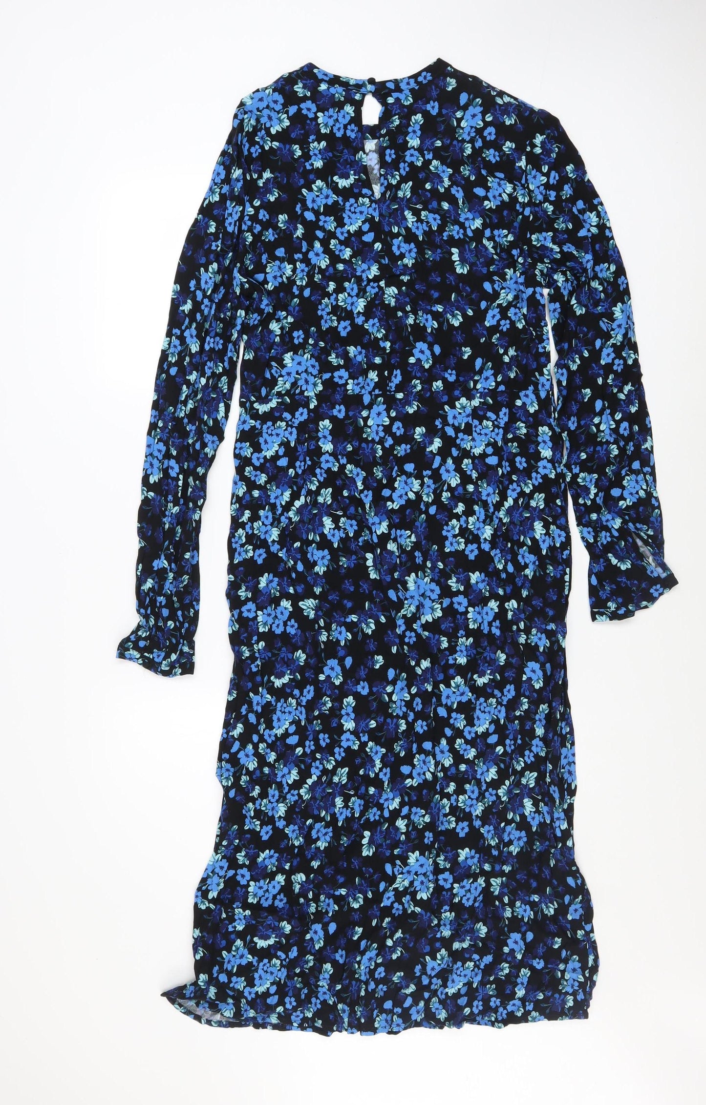 Vila Women Blue Floral Midi A-Line Dress Size 10