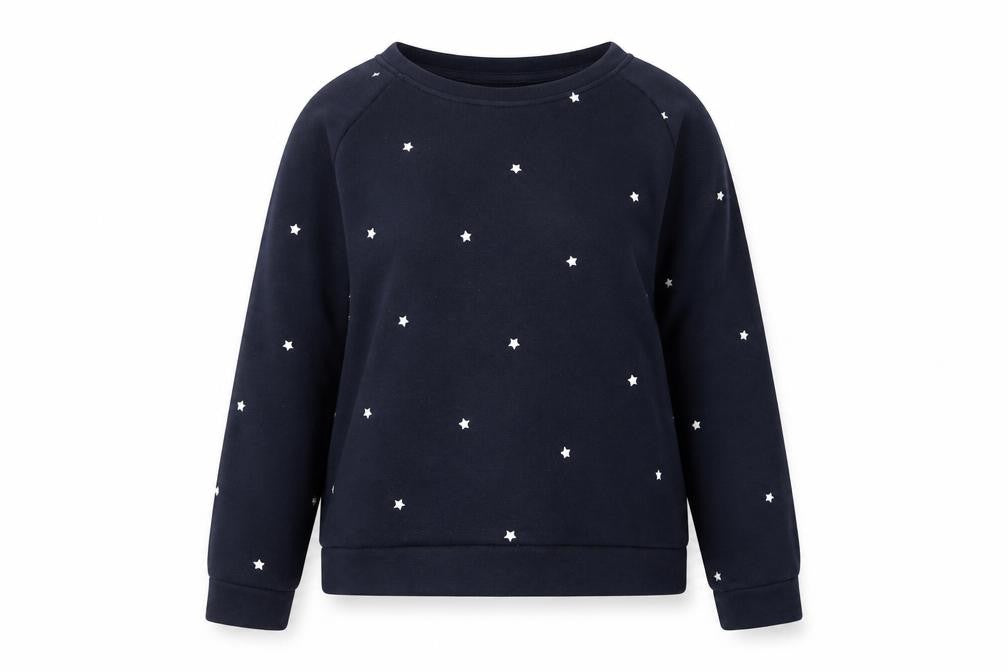 The White Company Women Navy Cotton Star Print Sweatshirt Size 12