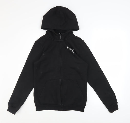 Puma Boys Black Full Zip Hoodie 13-14 Years Fleece Casual Sweatshirt