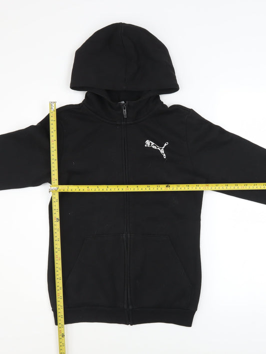 Puma Boys Black Full Zip Hoodie 13-14 Years Fleece Casual Sweatshirt