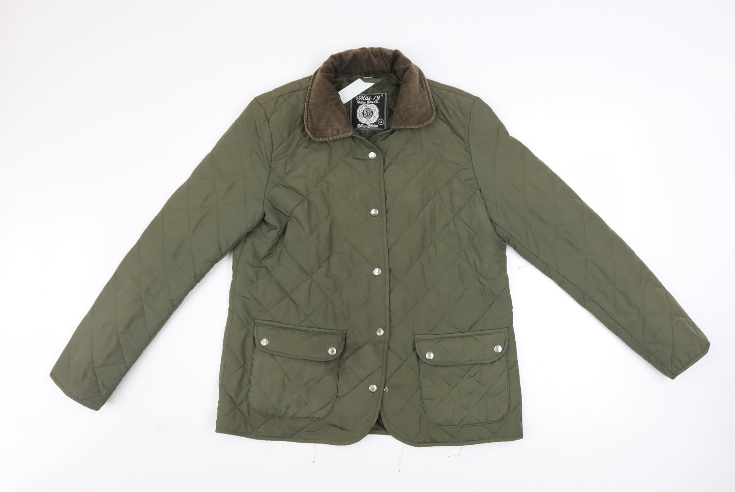 Miss 19 Women's Green Quilted Mid-Length Jacket Size 14