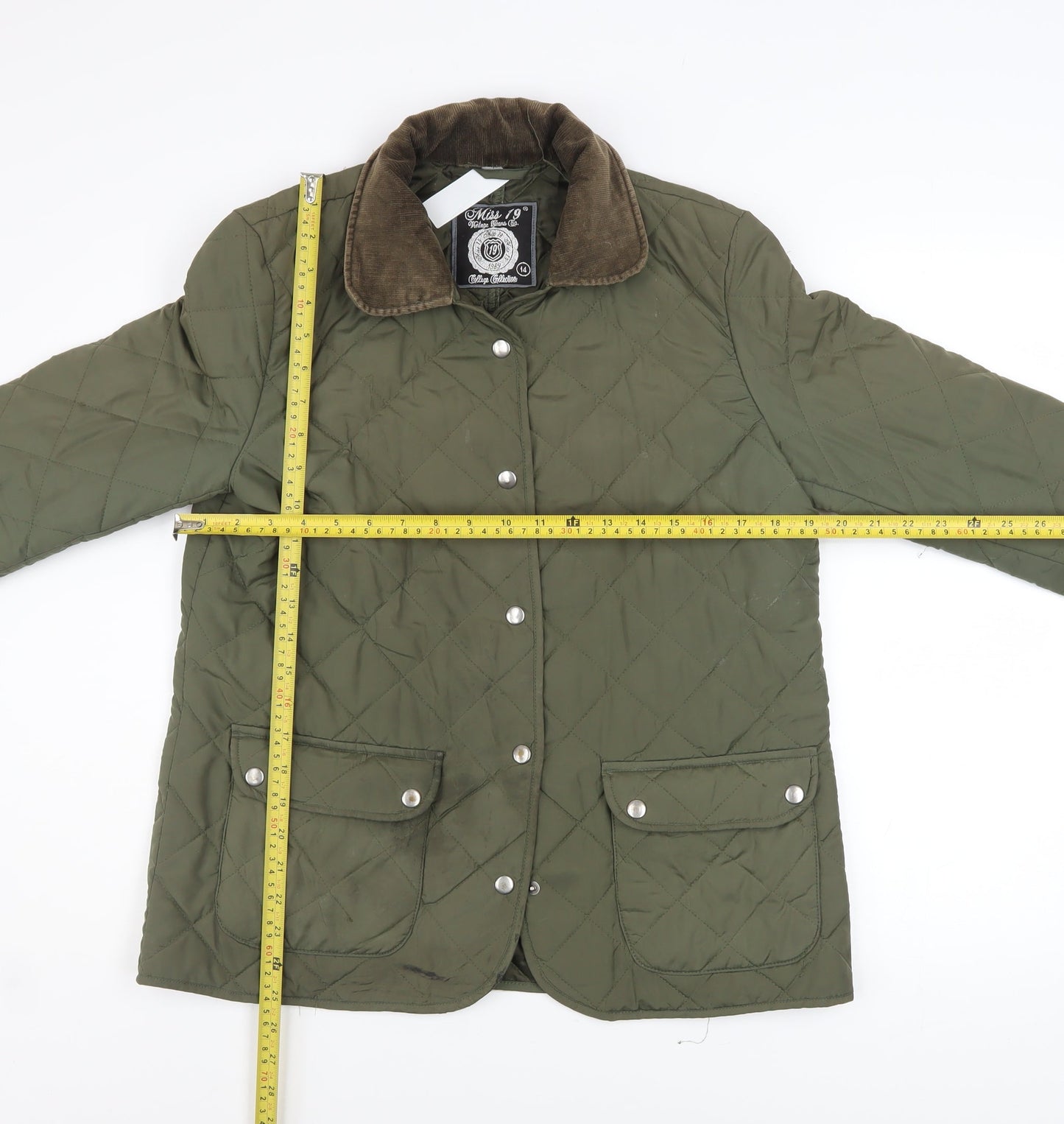 Miss 19 Women's Green Quilted Mid-Length Jacket Size 14