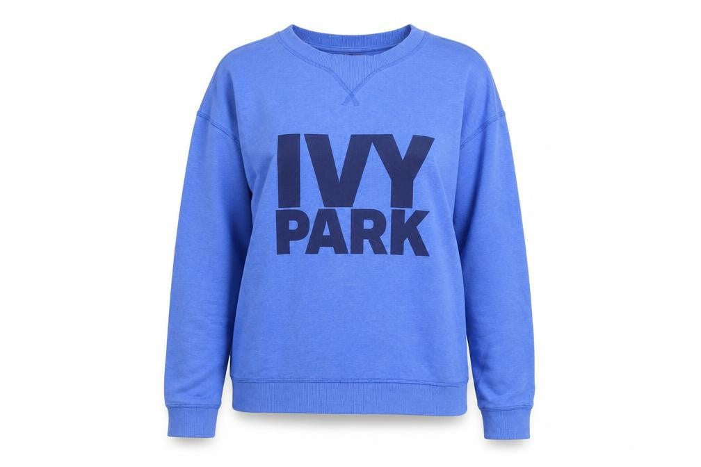 Ivy Park Women's Blue Pullover Sweatshirt L Cotton Blend