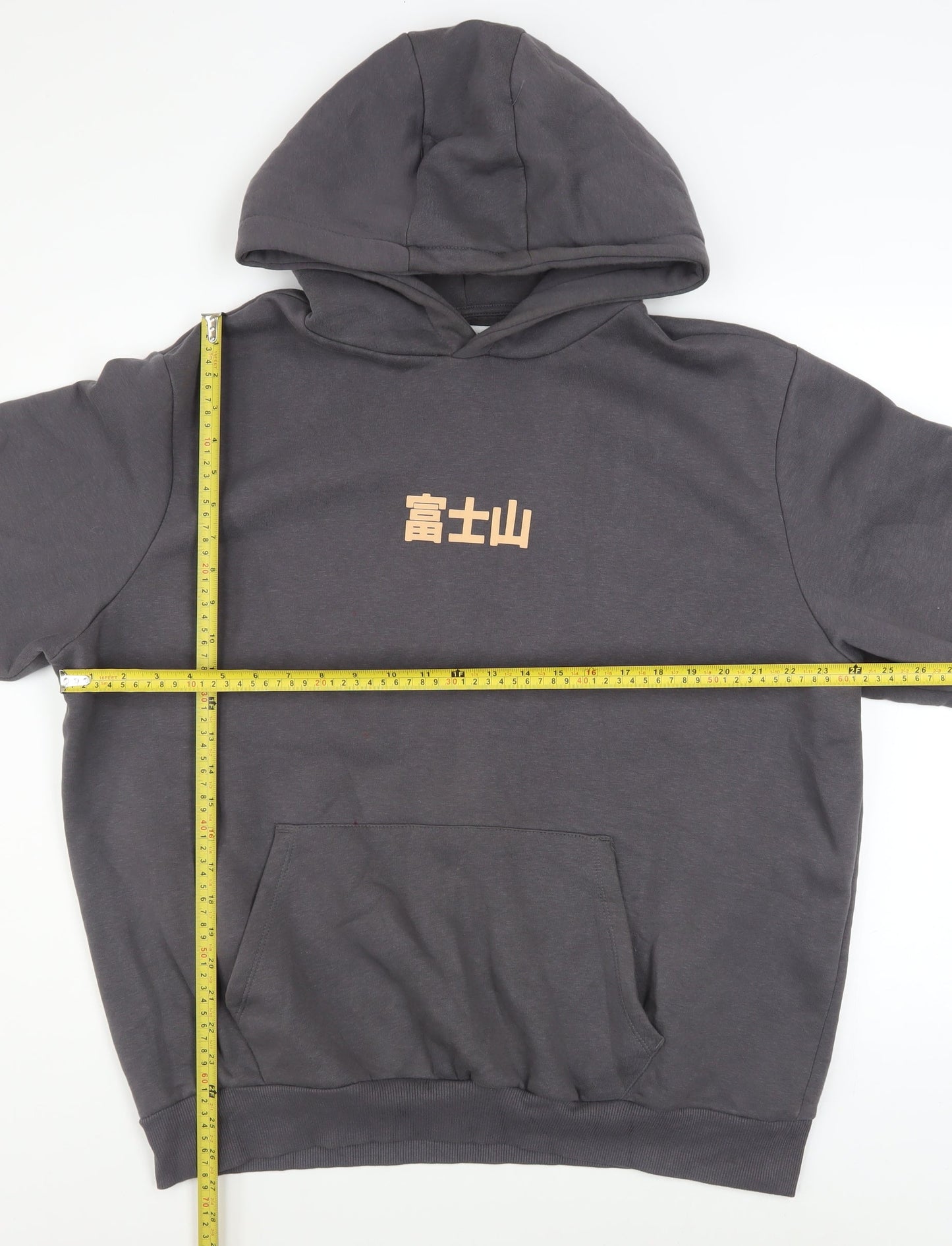 Primark Men's Grey Pullover Hoodie XL Japanese Art Print