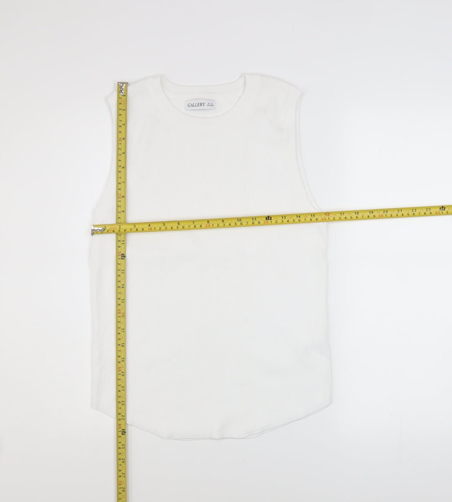 Gallery Women’s White Knit Tank Top XL Basic Sleeveless