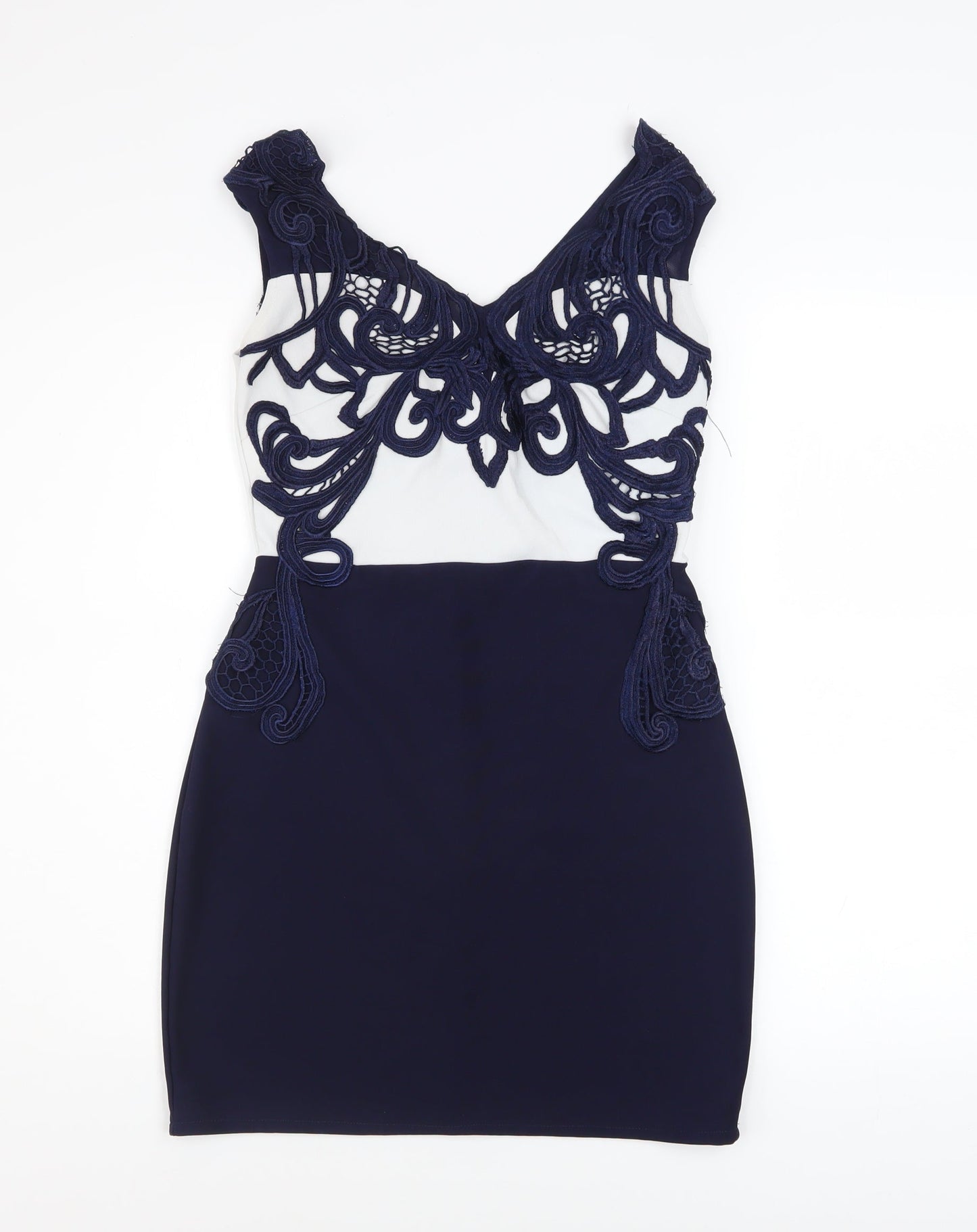 Lipsy London Women Blue Bodycon Lace Short Dress Size 12