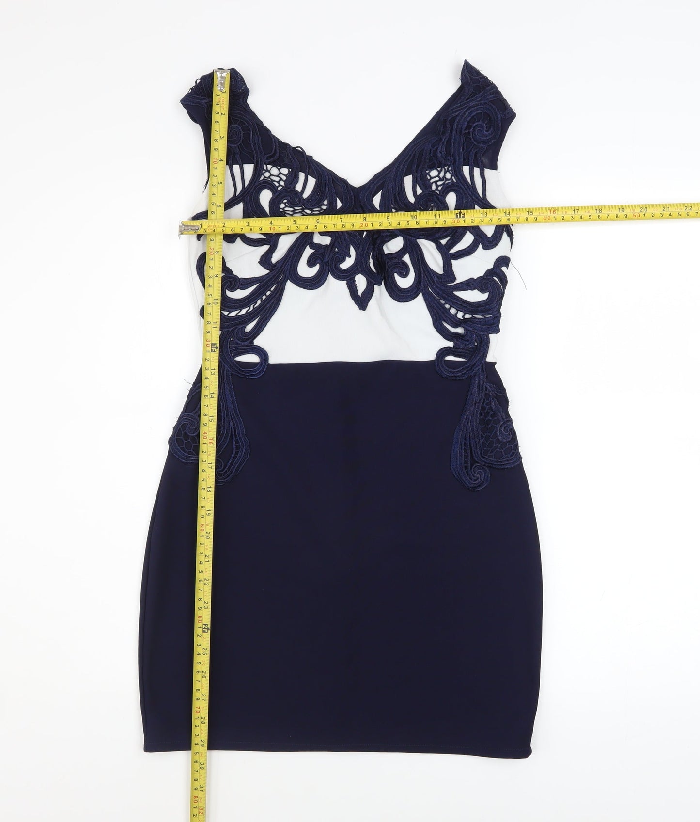 Lipsy London Women Blue Bodycon Lace Short Dress Size 12