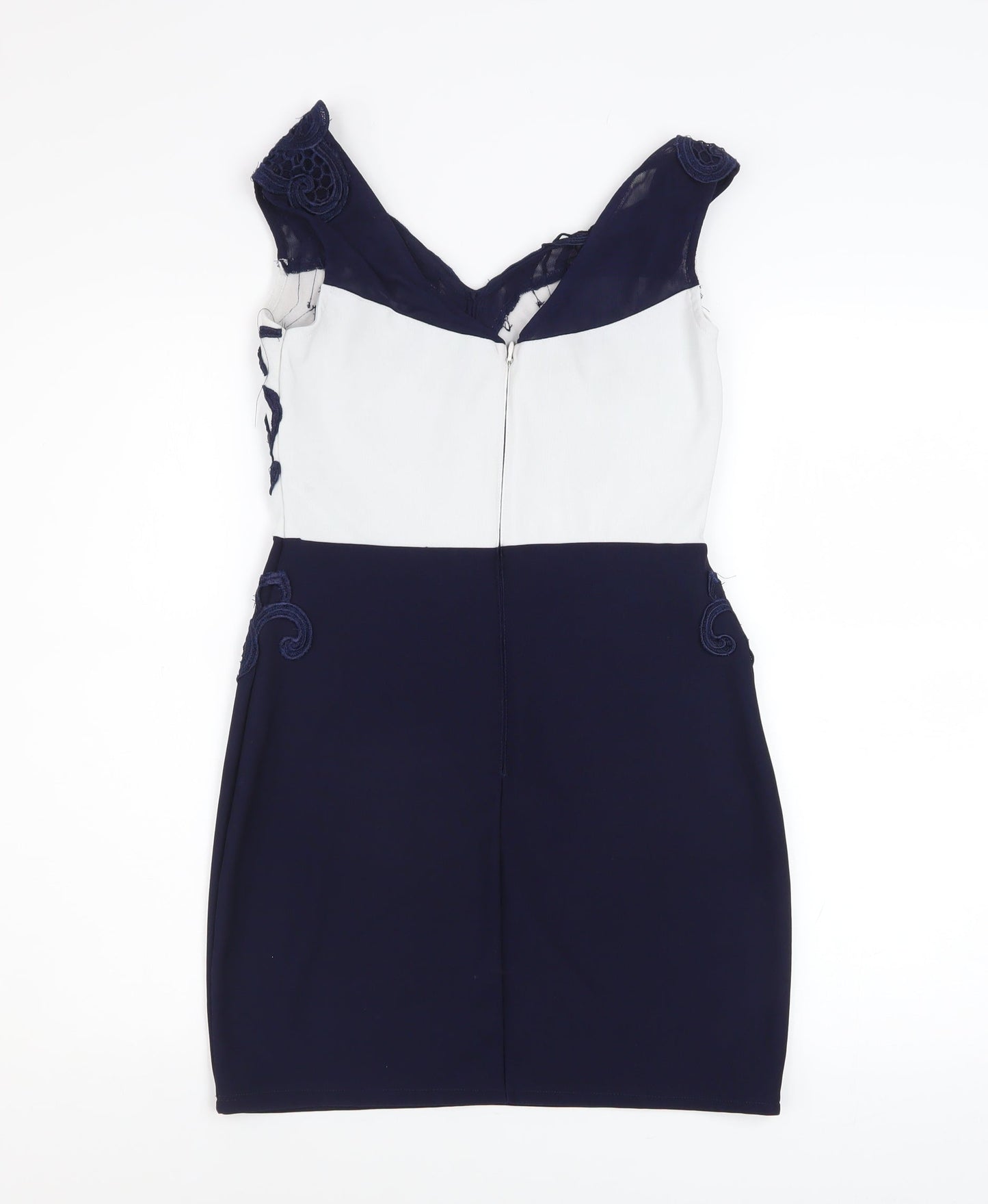 Lipsy London Women Blue Bodycon Lace Short Dress Size 12