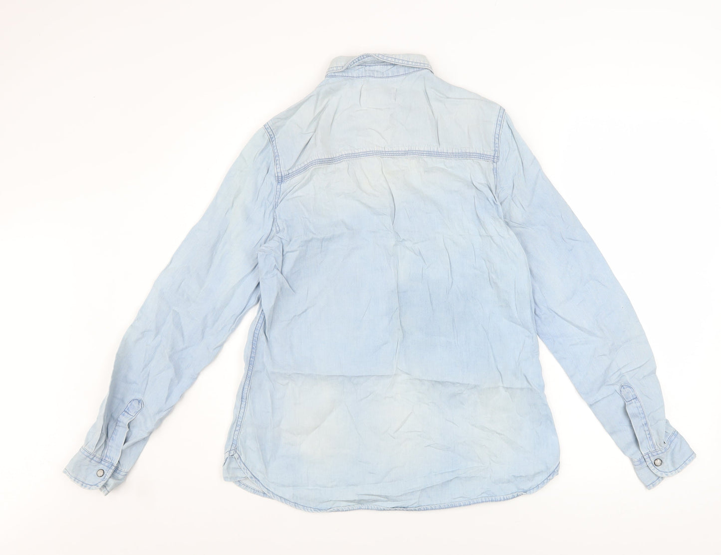 New Look Women's Blue Denim Long Sleeve Button-Up Shirt Size 10
