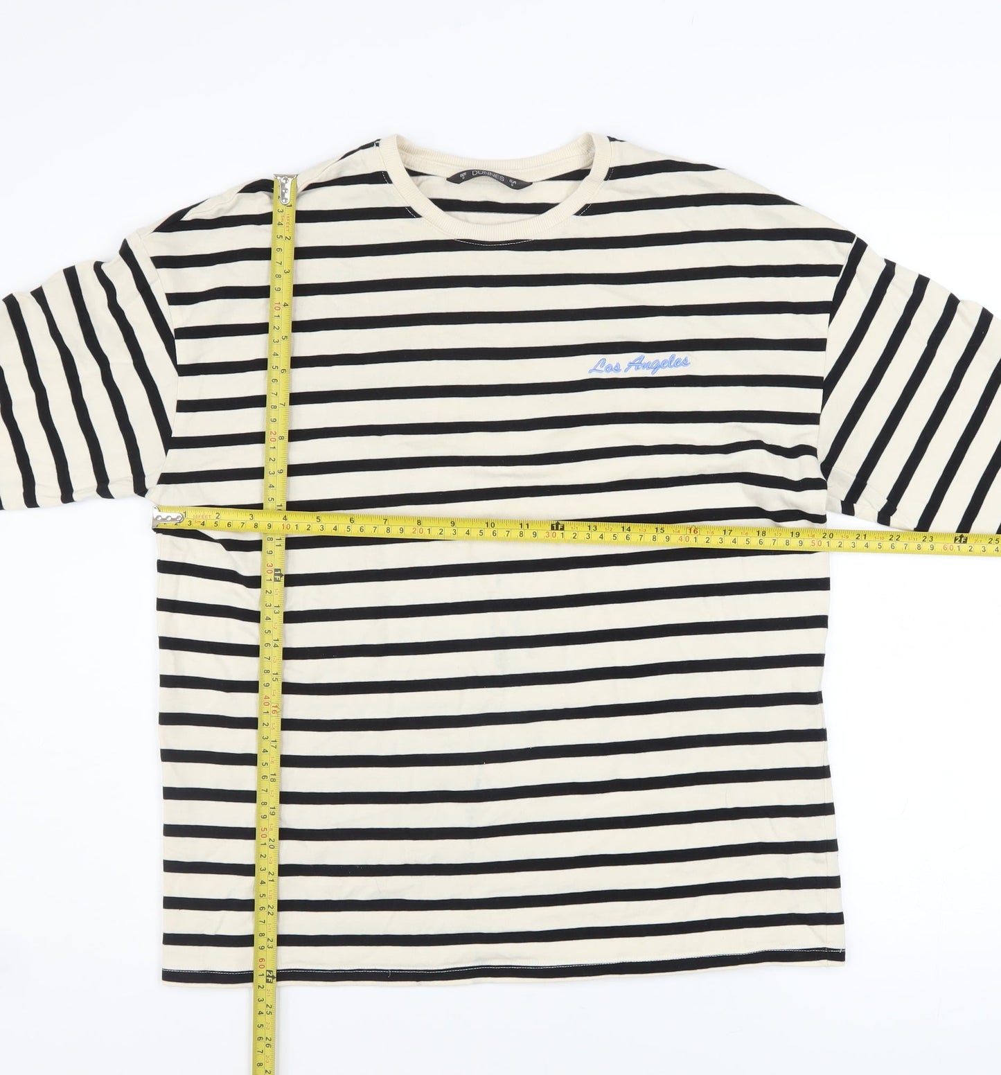 Dunnes Stores Women’s Ivory & Black Striped Cotton Pullover Sweatshirt Size S