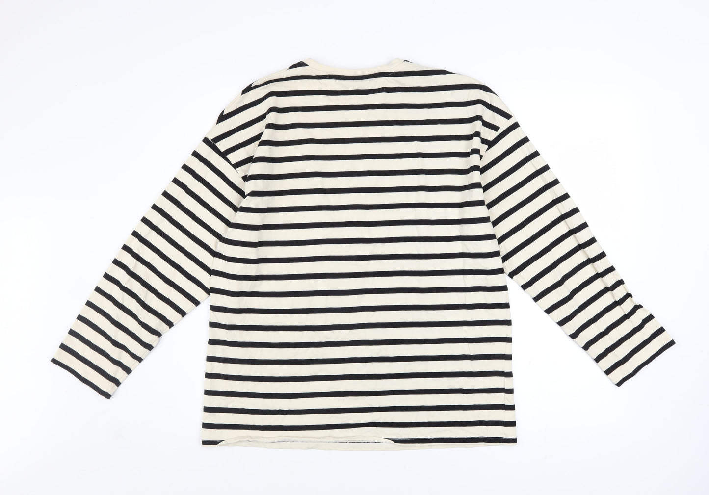 Dunnes Stores Women’s Ivory & Black Striped Cotton Pullover Sweatshirt Size S