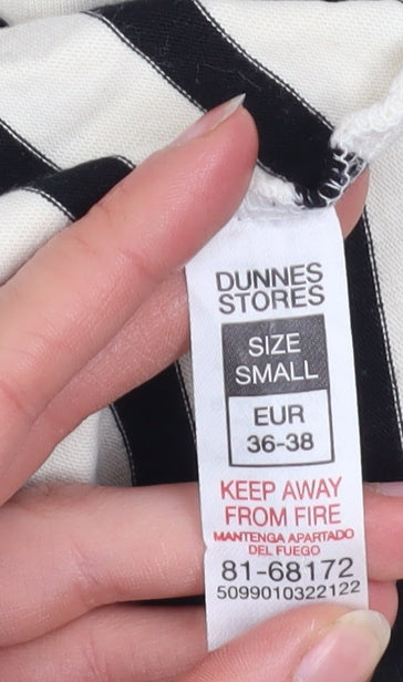 Dunnes Stores Women’s Ivory & Black Striped Cotton Pullover Sweatshirt Size S