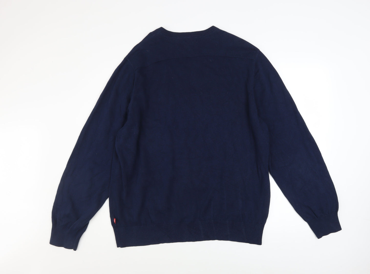 IZOD Men's Blue XL V-Neck Cotton Pullover Jumper